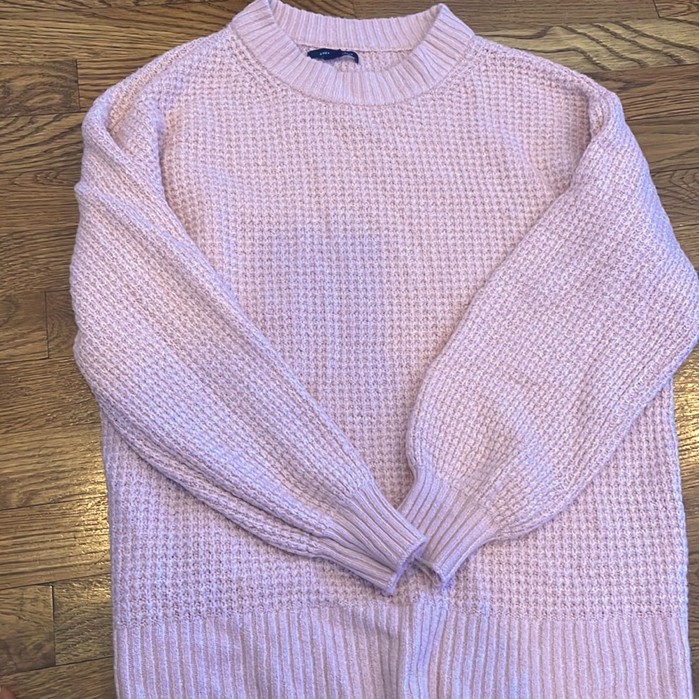 American Eagle light pink waffle  mock neck sweater
